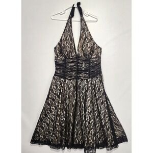 Philip Decaprio Y2K Women's Special Occasion Halter‎ Neck Lace Black Dress 12